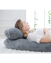Full Body Pregnancy Pillow Velvet Cover Grey U Shape Maternity Support for Back Hips Legs Belly for Pregnant Women